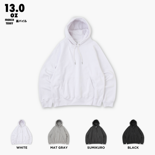 WRAP UP HOODIE SWEAT / RAGLAN SLEEVE / 裏パイル FRENCH TERRY 13.0oz