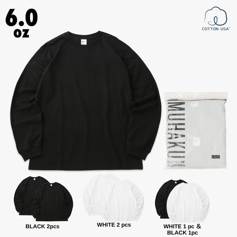 2 pcs PACK LS TEE /JUST RIGHT LS TEE 6.0oz