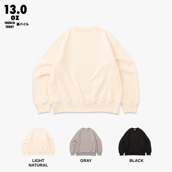 RIBBED EDGE CREW SWEAT / 裏パイル FRENCH TERRY 13.0oz