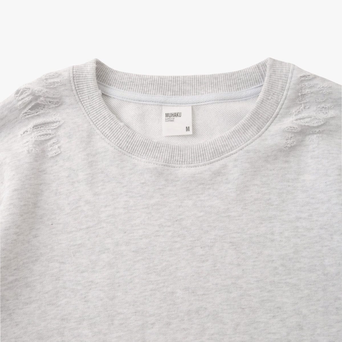 COMPACT FIT DAMAGED SHORT ショート丈 CREW SWEAT/裏パイル FRENCH